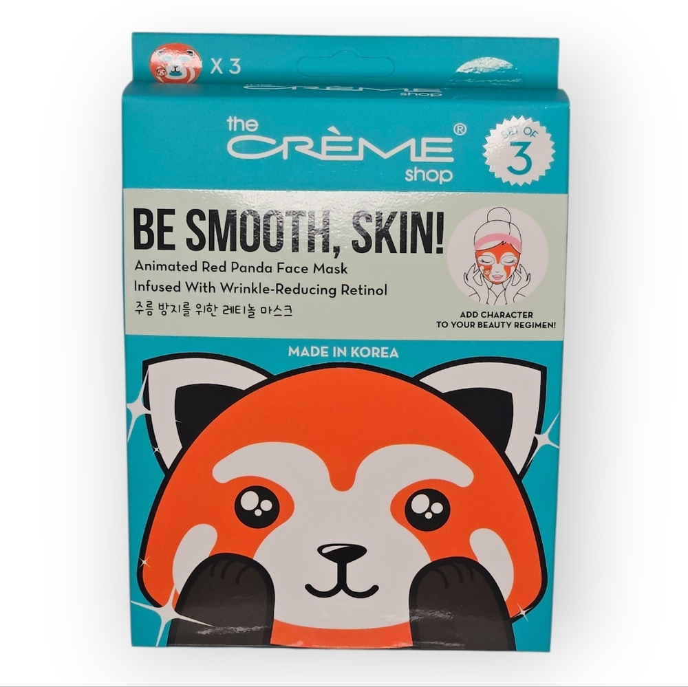 The Crème Shop Be Smooth, Skin! Red Panda Face Mask (Set of 3) – NIB